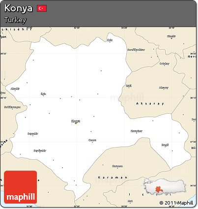 Classic Style Simple Map of Konya