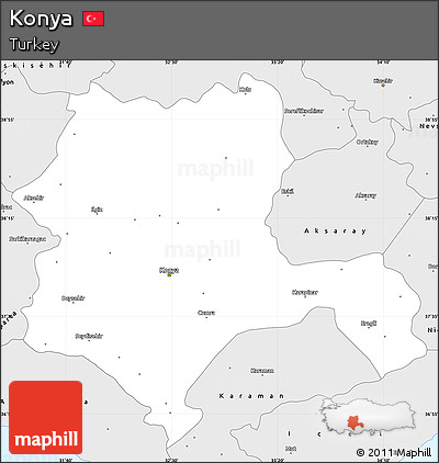 Silver Style Simple Map of Konya