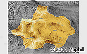 Physical 3D Map of Kutahya, darken, desaturated