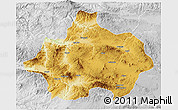 Physical 3D Map of Kutahya, lighten, desaturated