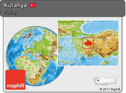 Physical Location Map of Kutahya