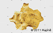 Physical Map of Kutahya, single color outside