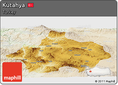 Physical Panoramic Map of Kutahya, lighten