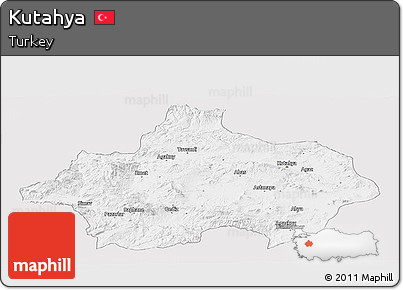 Silver Style Panoramic Map of Kutahya, single color outside