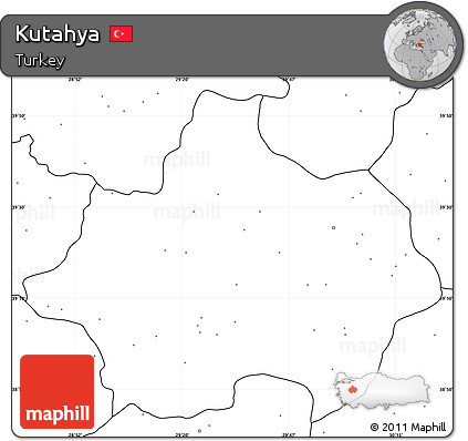 Blank Simple Map of Kutahya, no labels
