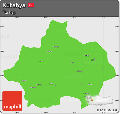 Political Simple Map of Kutahya, single color outside