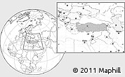 Gray Location Map of Turkey, blank outside