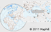 Gray Location Map of Turkey, lighten