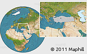 Gray Location Map of Turkey, satellite outside