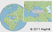 Gray Location Map of Turkey, savanna style outside