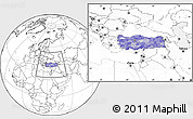 Political Location Map of Turkey, blank outside