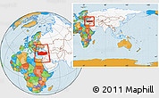 Political Location Map of Turkey, highlighted continent, within the entire continent