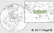 Savanna Style Location Map of Turkey, blank outside, hill shading inside