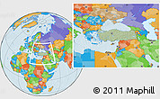 Savanna Style Location Map of Turkey, political outside, hill shading