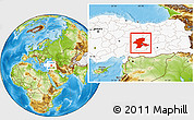 Physical Location Map of Malatya, highlighted country
