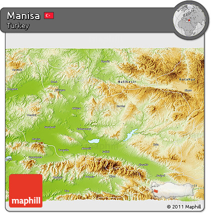 Physical 3D Map of Manisa