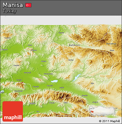 Physical 3D Map of Manisa