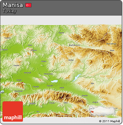 Physical 3D Map of Manisa