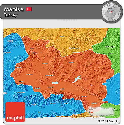 Political 3D Map of Manisa