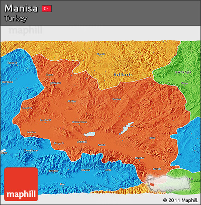 Political 3D Map of Manisa
