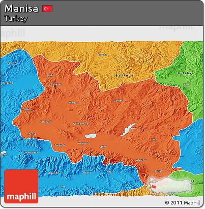 Political 3D Map of Manisa