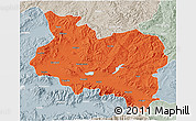 Political 3D Map of Manisa, lighten, semi-desaturated