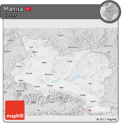 Silver Style 3D Map of Manisa