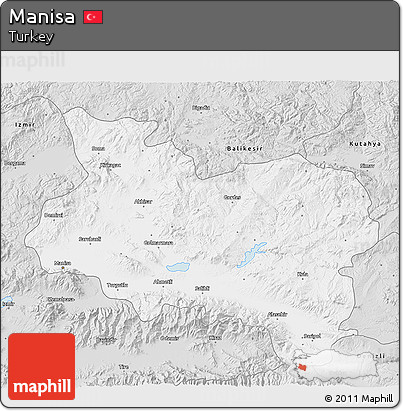 Silver Style 3D Map of Manisa