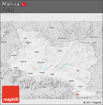 Silver Style 3D Map of Manisa