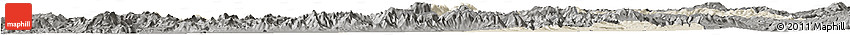 Shaded Relief Horizon Map of Manisa, darken, semi-desaturated
