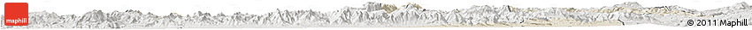 Shaded Relief Horizon Map of Manisa, lighten, semi-desaturated