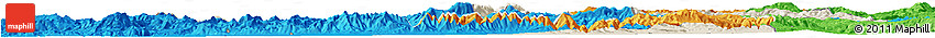 Shaded Relief Horizon Map of Manisa, political outside