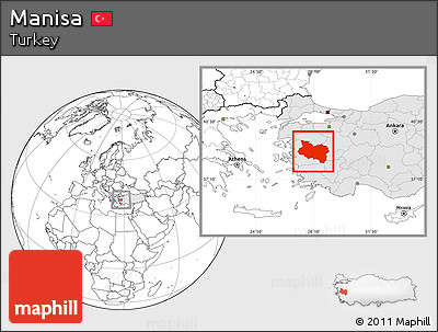 Blank Location Map of Manisa, highlighted country