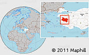 Gray Location Map of Manisa, highlighted country