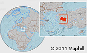 Gray Location Map of Manisa, hill shading