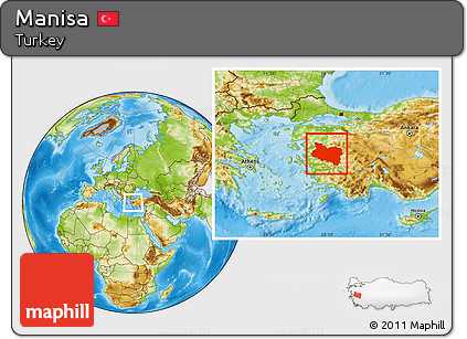 Physical Location Map of Manisa