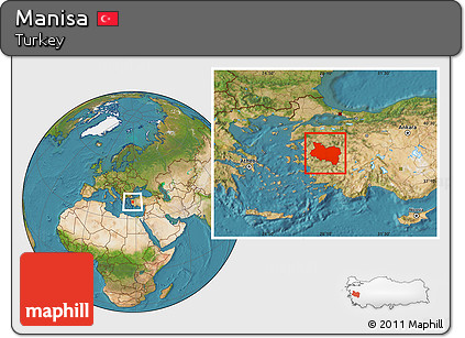 Satellite Location Map of Manisa