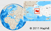 Shaded Relief Location Map of Manisa, highlighted country