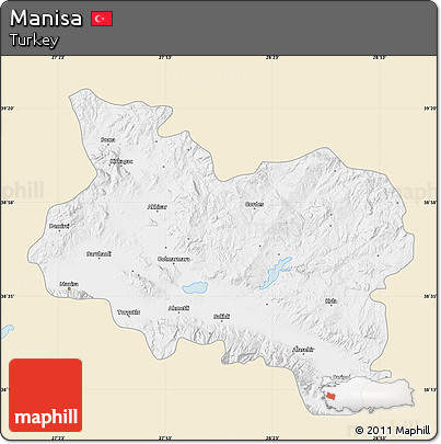 Classic Style Map of Manisa, single color outside