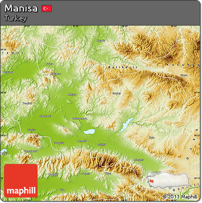 Physical Map of Manisa