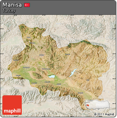 Satellite Map of Manisa, lighten