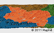 Political Panoramic Map of Manisa, darken