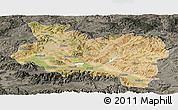 Satellite Panoramic Map of Manisa, darken, semi-desaturated