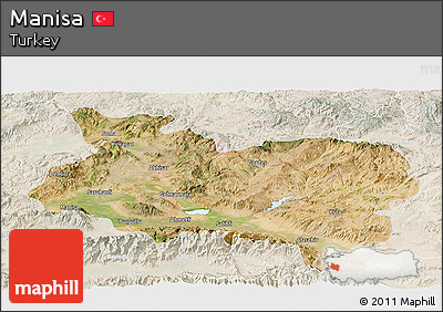 Satellite Panoramic Map of Manisa, lighten