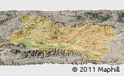 Satellite Panoramic Map of Manisa, semi-desaturated