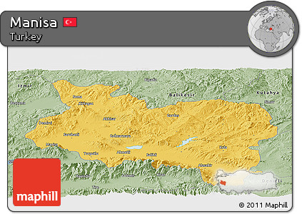 Savanna Style Panoramic Map of Manisa