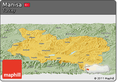 Savanna Style Panoramic Map of Manisa