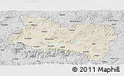 Shaded Relief Panoramic Map of Manisa, desaturated