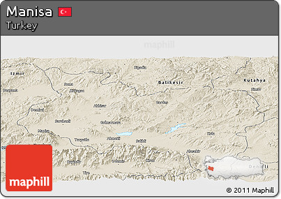 Shaded Relief Panoramic Map of Manisa