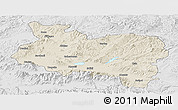 Shaded Relief Panoramic Map of Manisa, lighten, desaturated